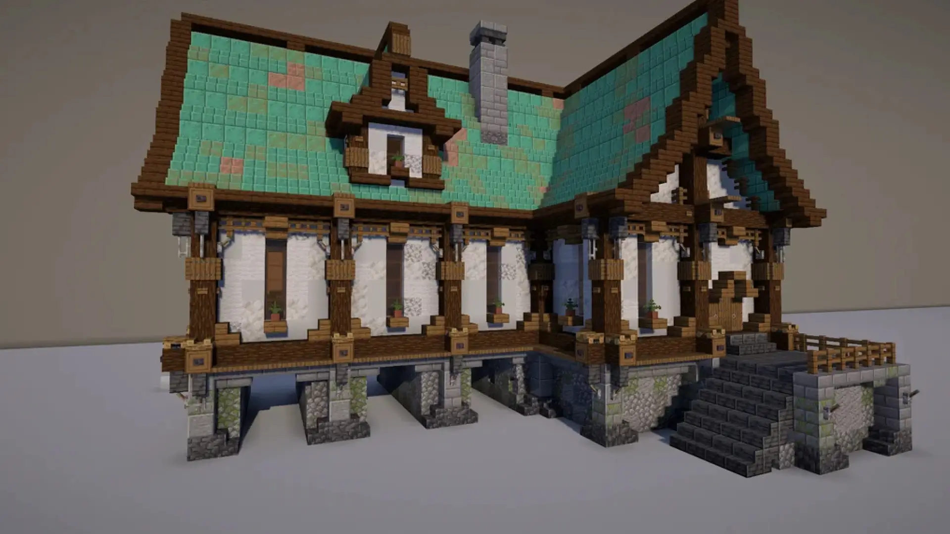 Casa Medieval Elevada en Minecraft